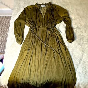 Satiny Olive Green Modern Citizen Magdalena Dress